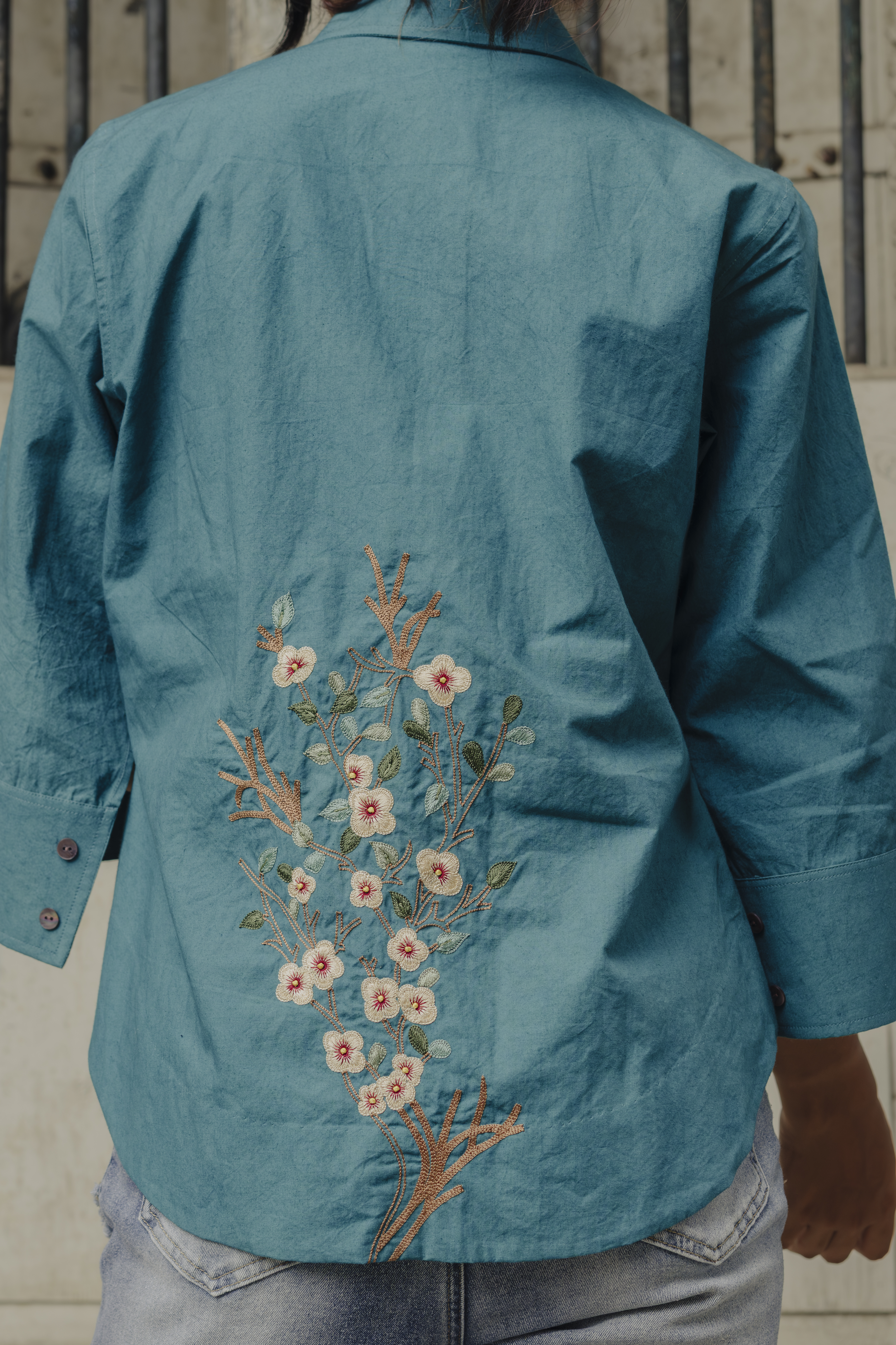 Teal Cherry Blossom Shirt 2